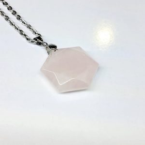گردنبند سنگ رز کوارتز طبیعی - RO1 1