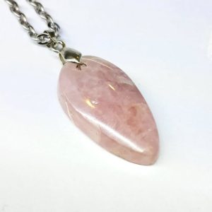 گردنبند سنگ رز کوارتز طبیعی - Ro3 2