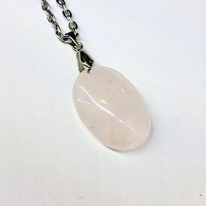 گردنبند سنگ رز کوارتز طبیعی - Ro4 1