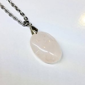 گردنبند سنگ رز کوارتز طبیعی - Ro4 2