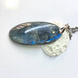 گردنبند سنگ لابرادوریت آبی - کد L36 2